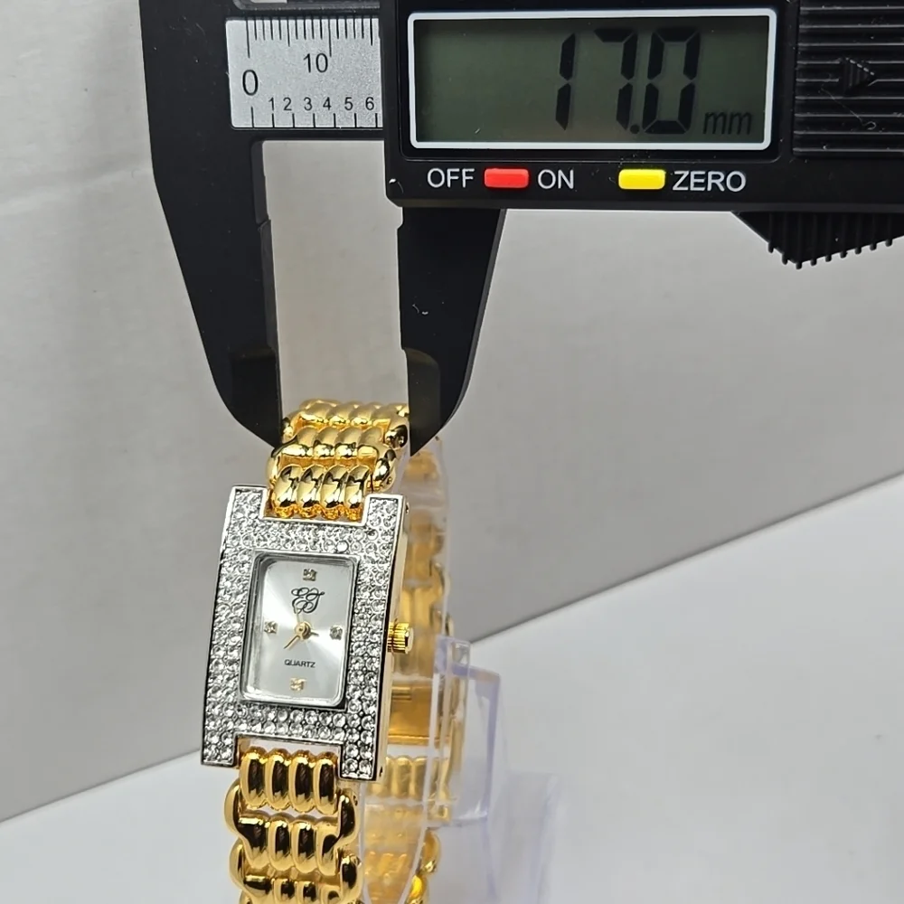 Elegant Gold and Silver Crystal-Accented Women's Quartz Watch